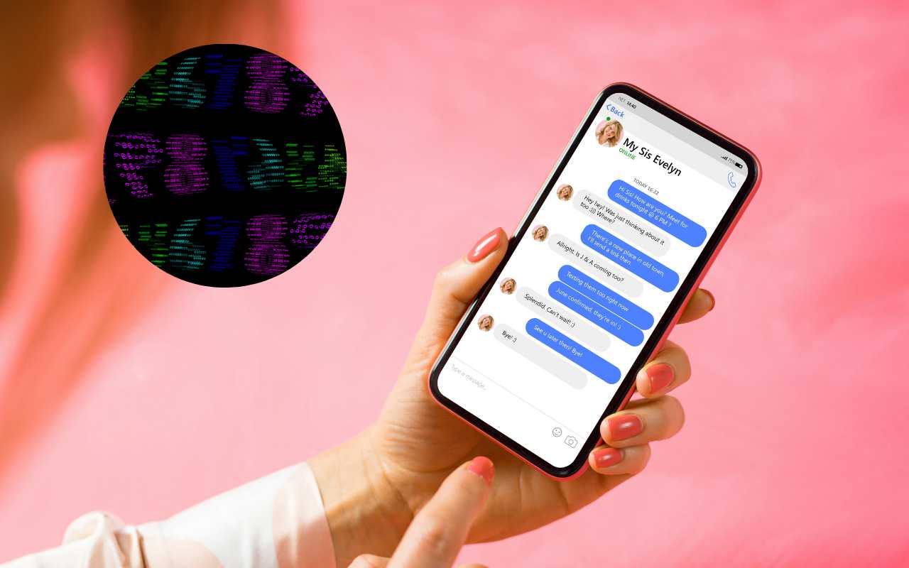 Una donna utilizza un'app di messaggistica